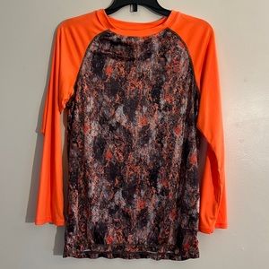 Long sleeve orange camo youth medium tshirt